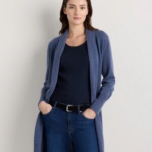 Quince Women's Mongolian Cashmere Duster Cardigan in  Storm Blue Large 012